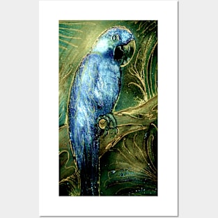 GREEN BLUE EXOTIC PARROT BOTANICAL PALM JUNGLE TROPICAL POSTER PRINT Posters and Art